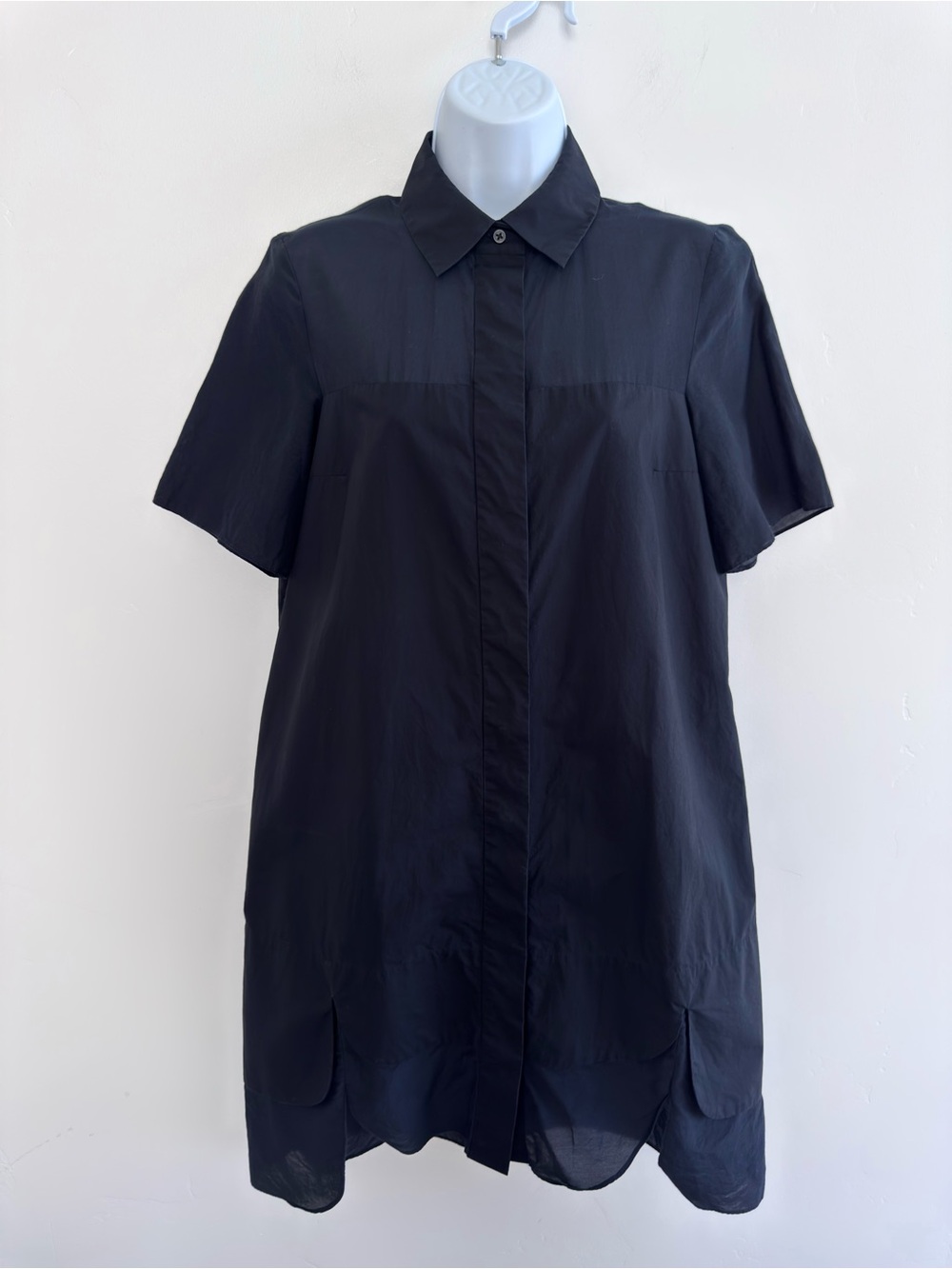 COS Black Cotton Silk Layered Asymmetrical Mini Shirt Dress EU 36 / US 6 Relaxed